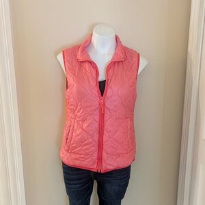 J. Crew pink quilted zip down vest size M